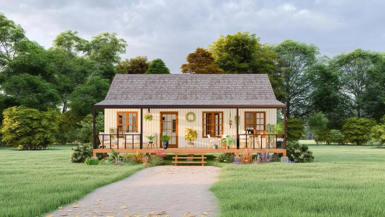 Cottage Two-Bedroom Tiny Home (Model# TH-804) - exterior render